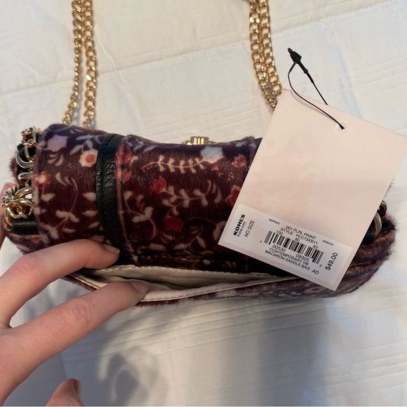 LC Lauren Conrad Violet Velour Purse Gold Chain Straps NWT - Picture 8 of 8